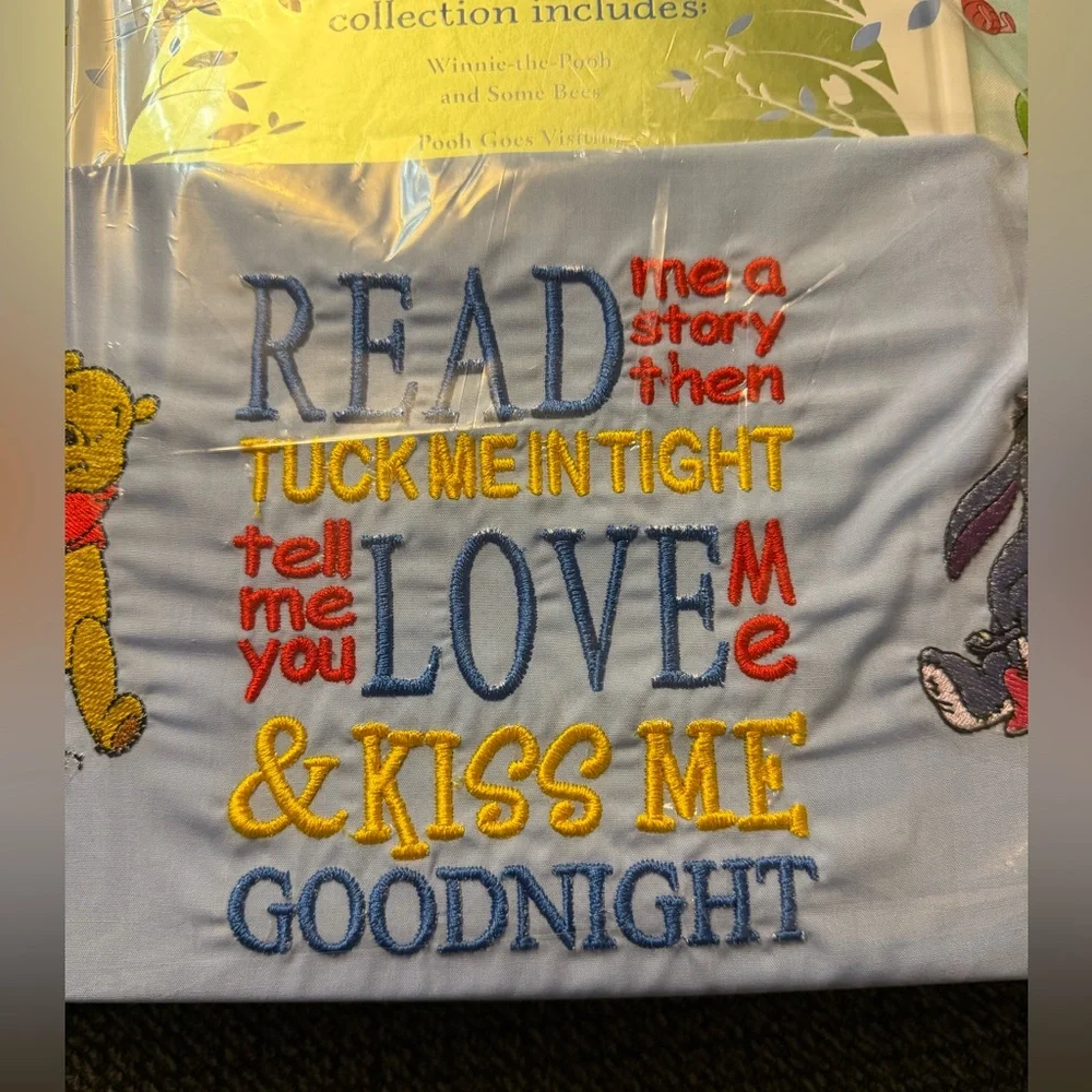 Handmade Winnie the Pooh Embroidered Pocket Pillow with Book